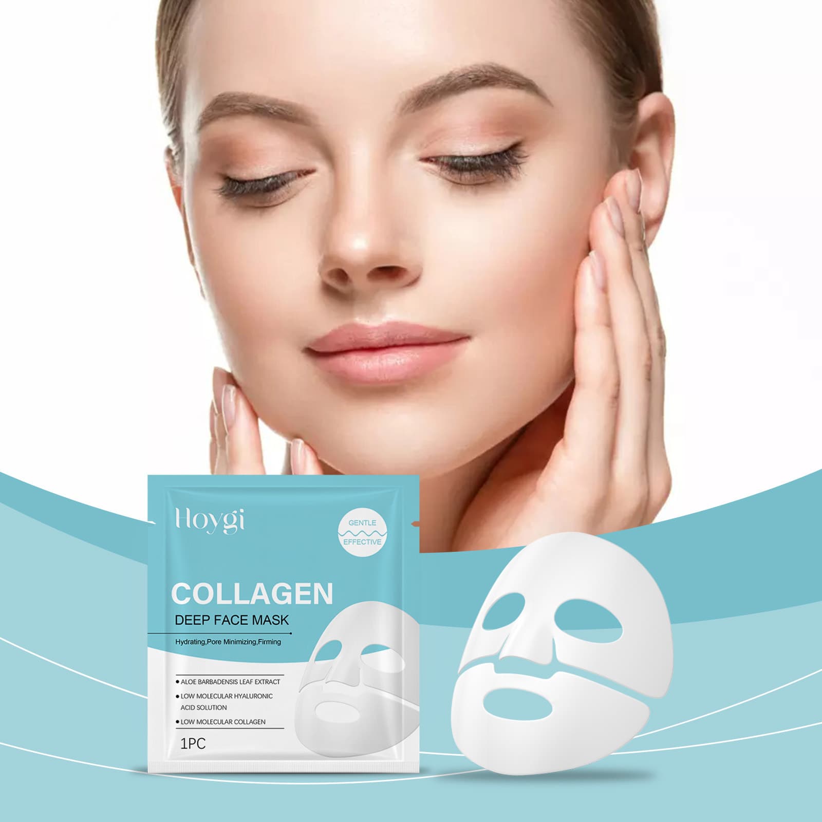 HOYGI Collagen Moisturizing Face Mask Nourishing Hydrating Brightening Skin Care Mask