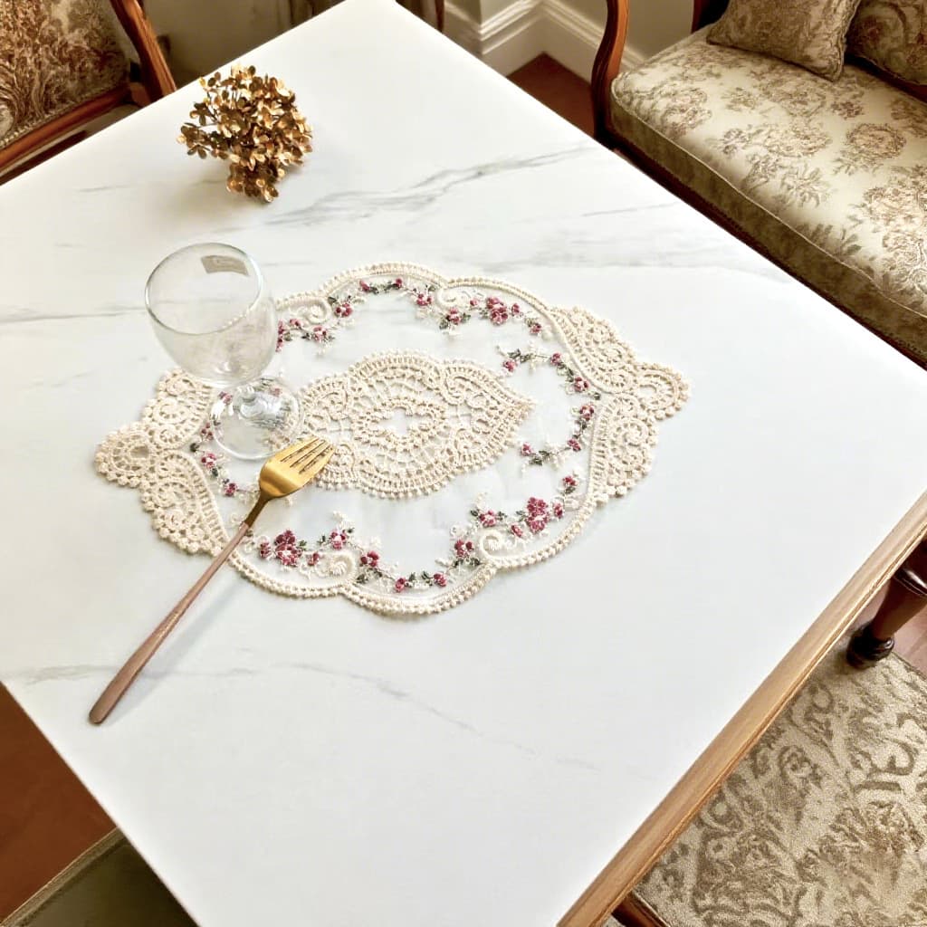 European Lace Placemat Vintage Lace Table Mat Dust Cover Vase Cup Mat French Embroidery Placemat