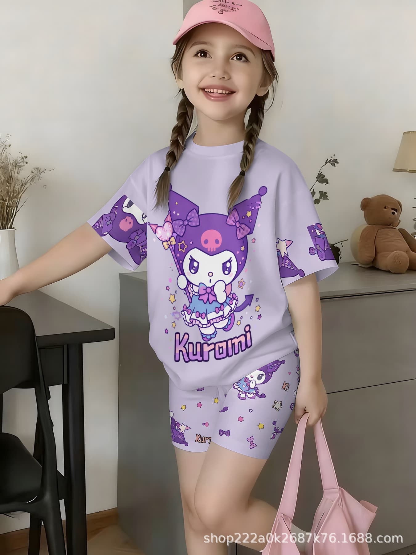 New Hot-Selling Cross-Border Trade Cartoon Print Shorts Set, Summer Cute Girls' Homewear Sweet Two-Piece Set