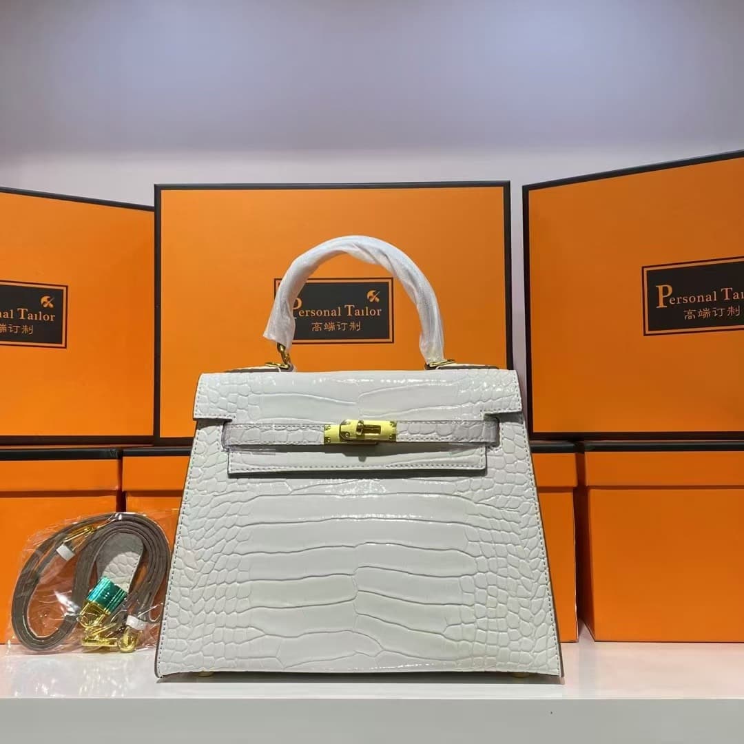 Kelly Bag Second Generation Crocodile Pattern Crossbody Bag Women Factory Direct Wholesale