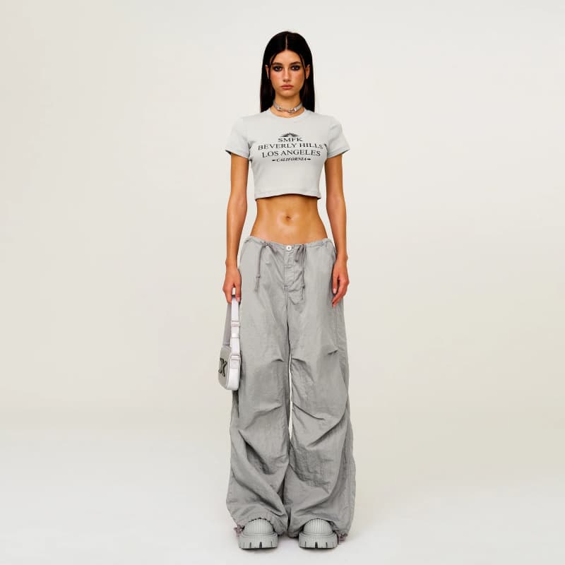 SMFK Double Dragon Lightning Cargo Pants Drawstring Loose Fit Casual Sweatpants Paratrooper Pants Thin New Style