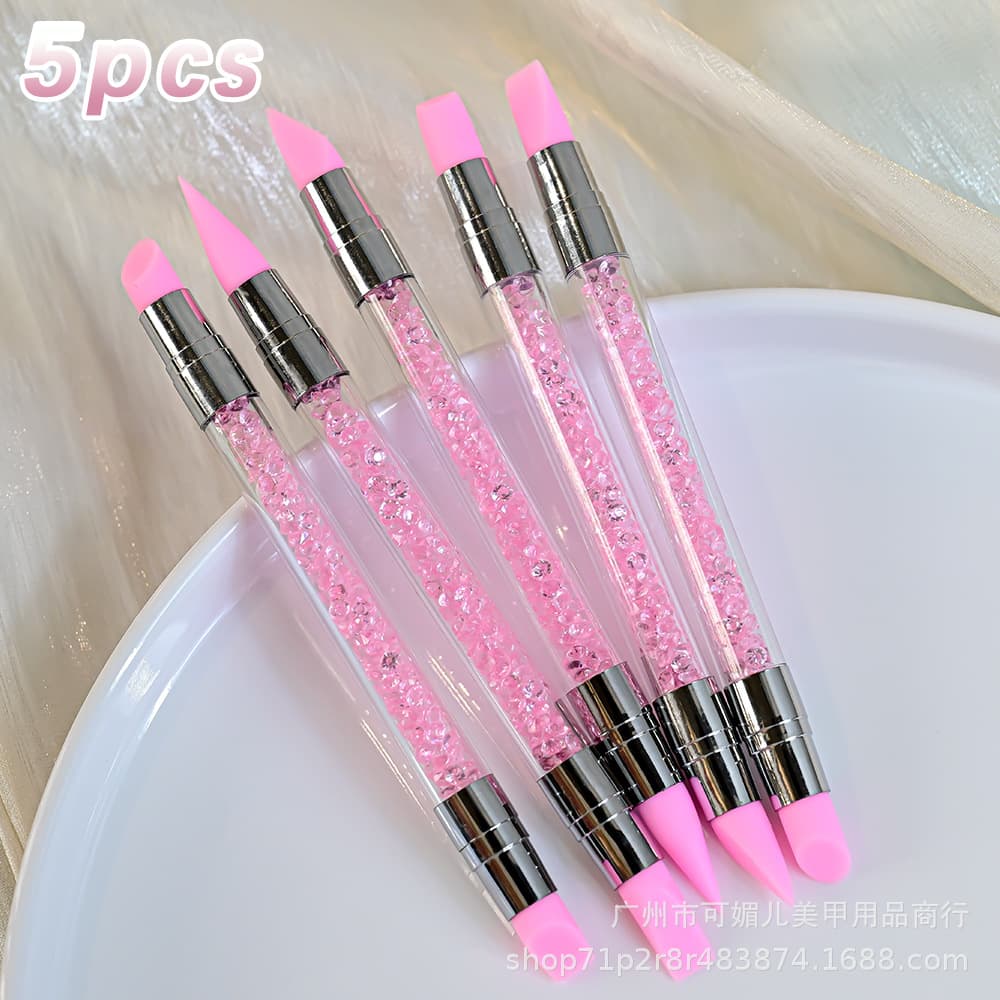 5-piece set of dual-ended silicone dotting and engraving nail art brushes, nail art gel tip brushes, nail art tools