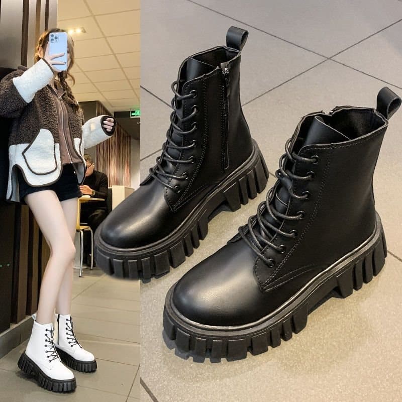 Trendy Martin Boots for Women 2026 Summer New Fashion Versatile Slim Short Boots British Style Thick Sole Motorcycle Boots