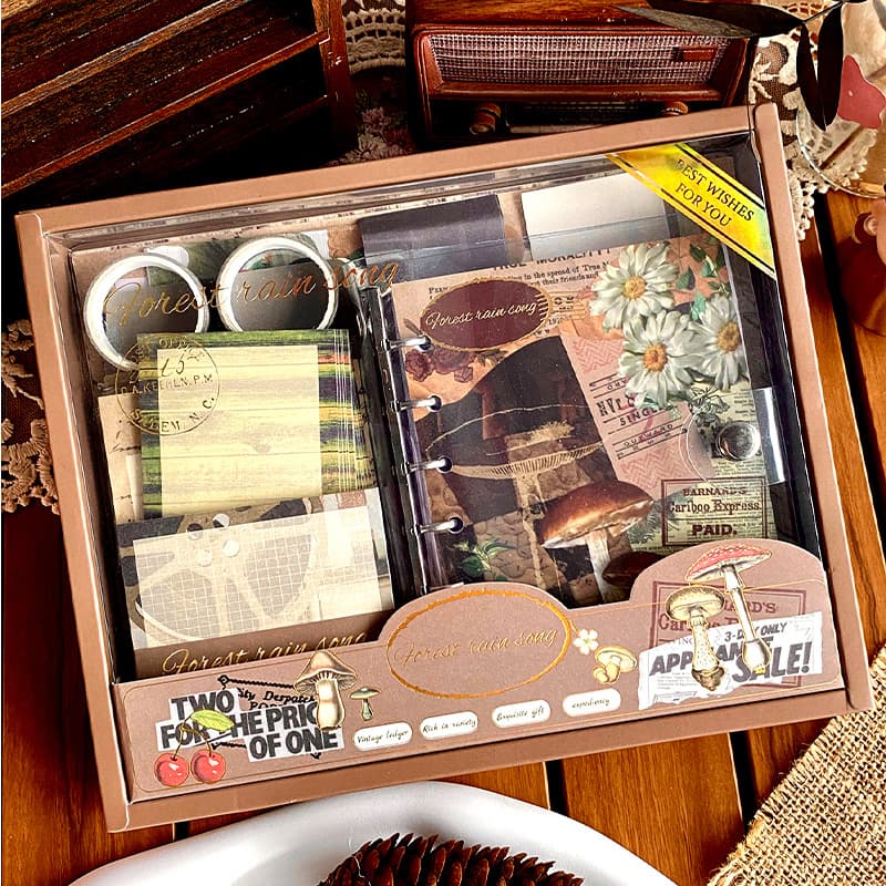 Retro sticker journal gift set, high-quality and stylish Instagram-worthy notebook gift, perfect for birthday gifts.