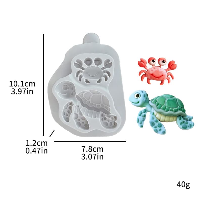 Marine animal silicone mold set, fondant chocolate cake decoration, dolphin, mermaid, seahorse, turtle stamp.
