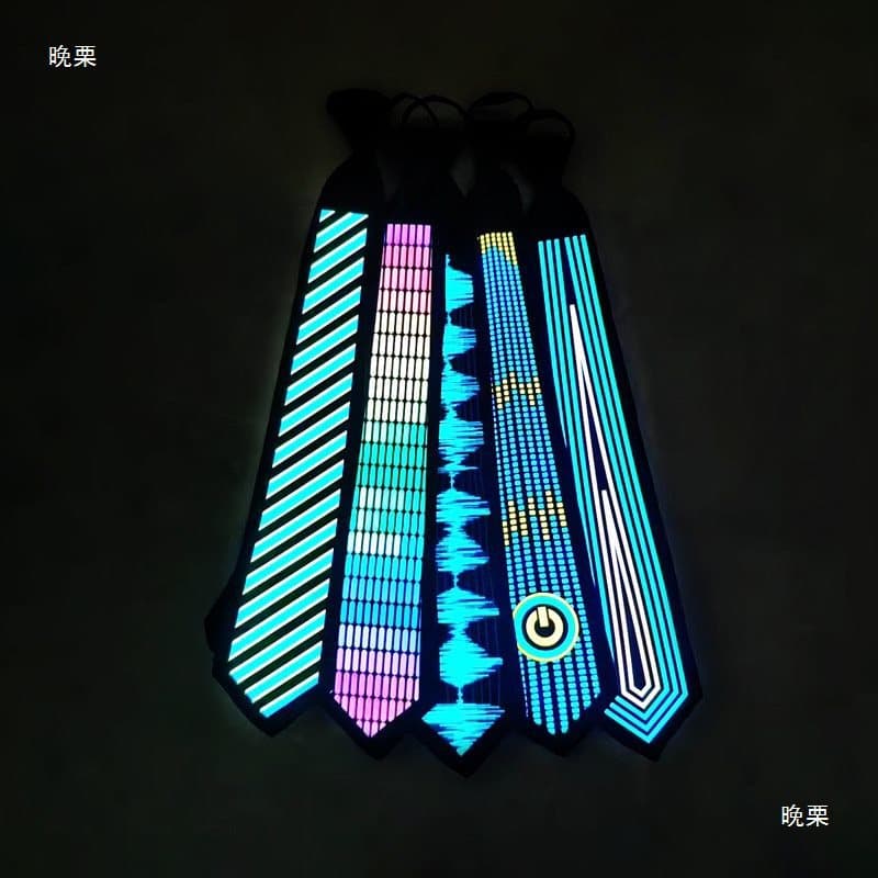 LED illuminated tie, voice-activated, multi-colored, EL color available. Perfect for Christmas celebrations and performances in bars.