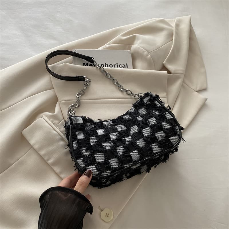 Dopamine Underarm Small Bag Women's 2024 New Ins All-match Plaid Star Dumpling Bag Casual Shoulder Bag Trendy