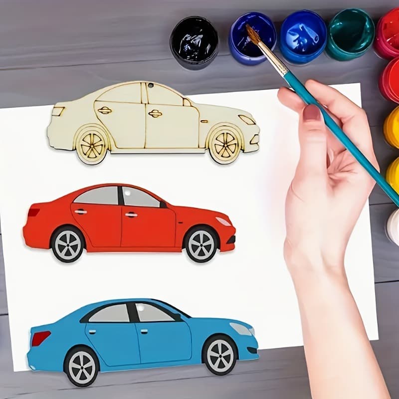 Unfinished Car Shape Blank Wooden Sign Pendant Kidsren's Handmade DIY Hand-Painted Creative Home Decoration Painting