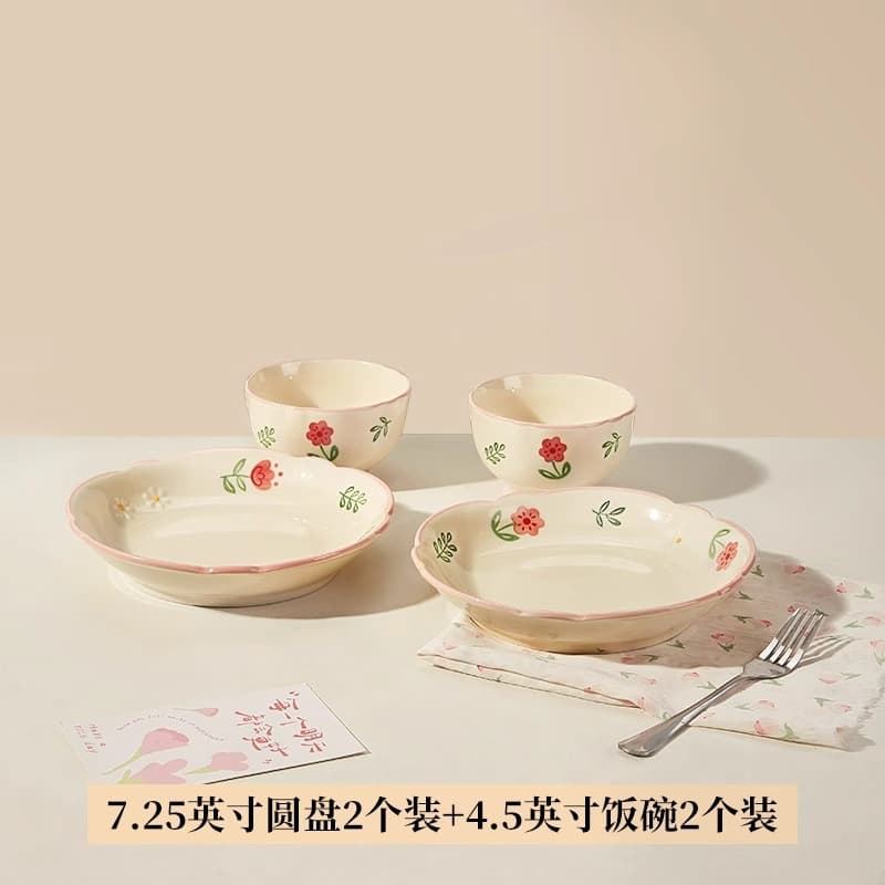 Cute Underglaze Ceramic Tableware, High-Quality Plates for Home Use, Fish Plates, Dumpling Plates, Dinner Plates, Bowl and Plate Set