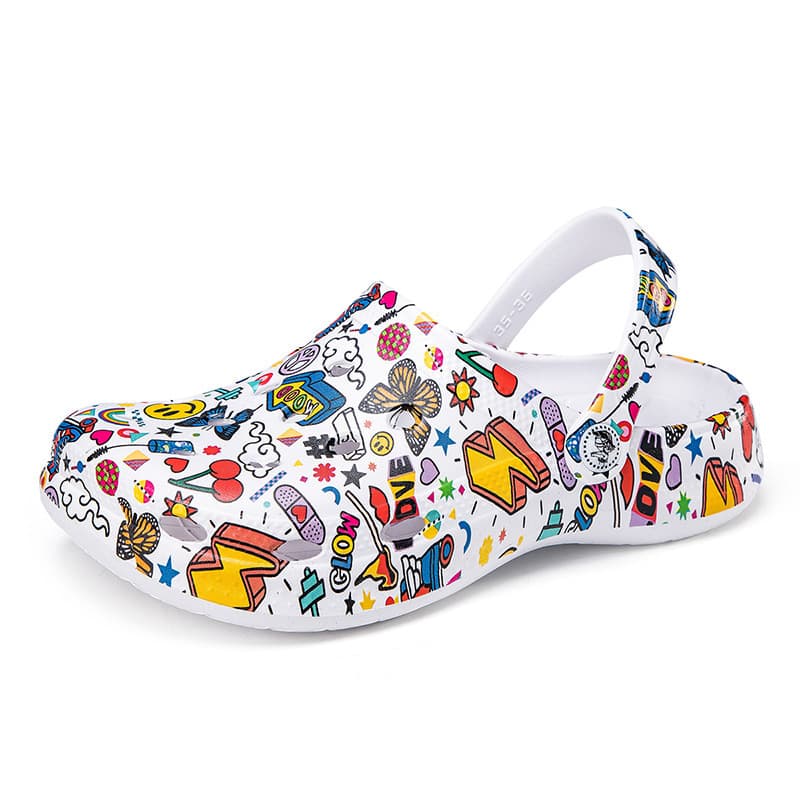 Popular cross-border plus-size men's printed sandals, 2025 style, clogs, slippers, summer sandals, outdoor clogs.