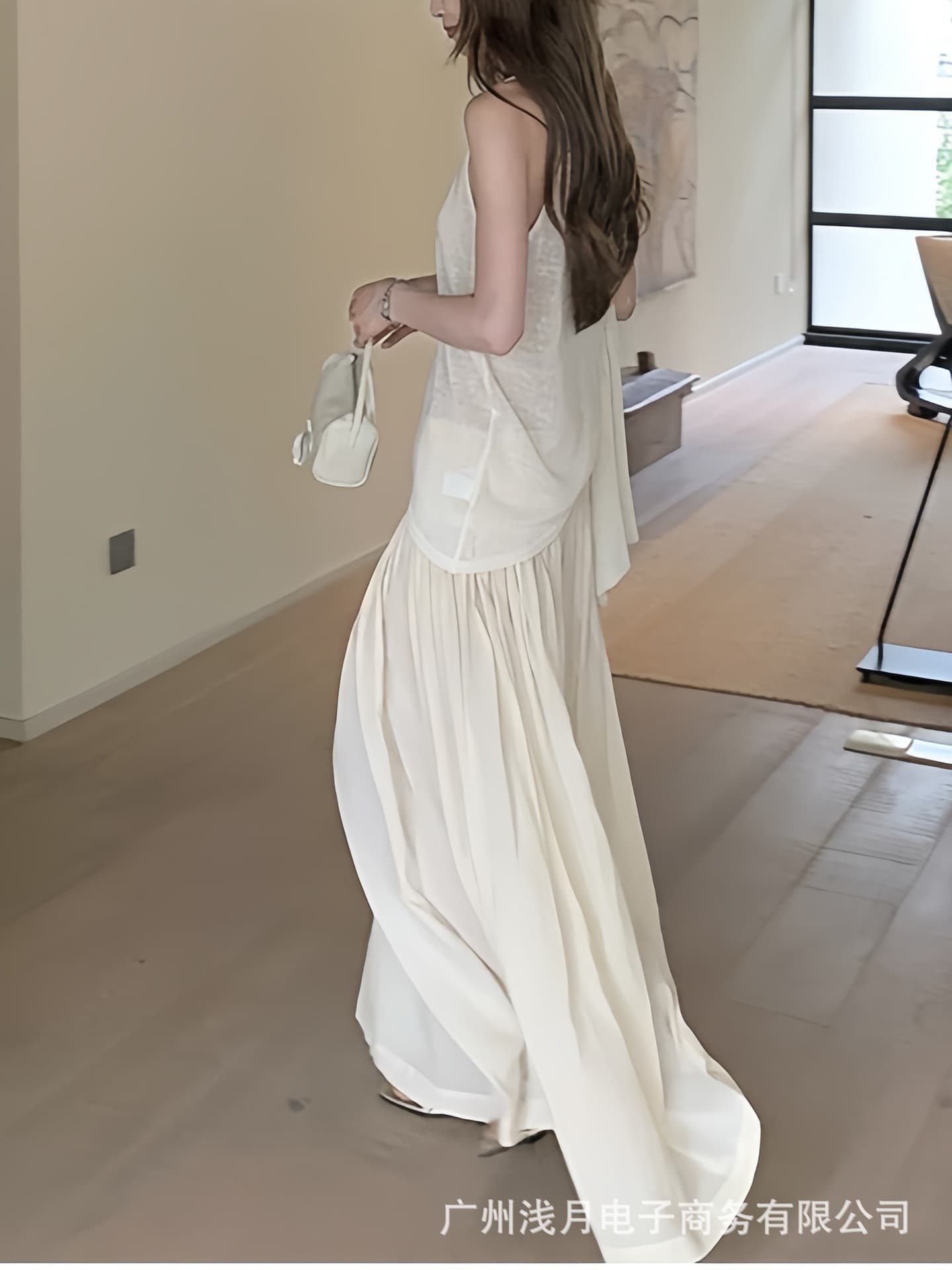 Xizchic Waterfall Skirt Pants / Spring and Summer New Pleated Long Pants Wide-Leg Pants Draped Relaxed Casual Pants for Women