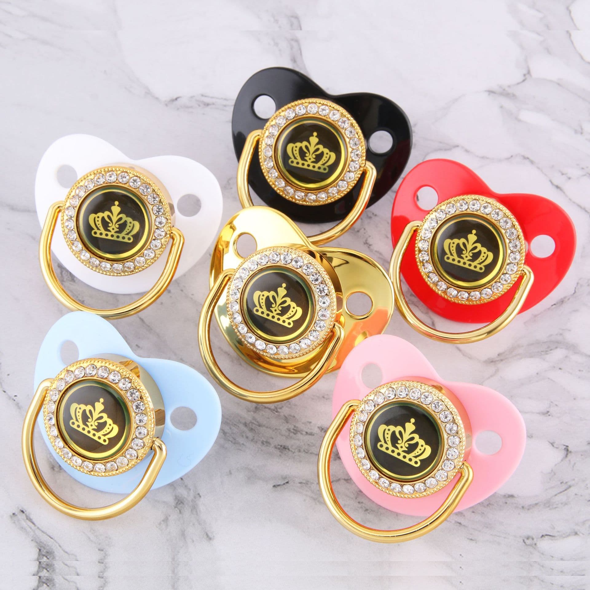Cross-border hot sale high-grade gold diamond pacifier cartoon crown baby pacifier