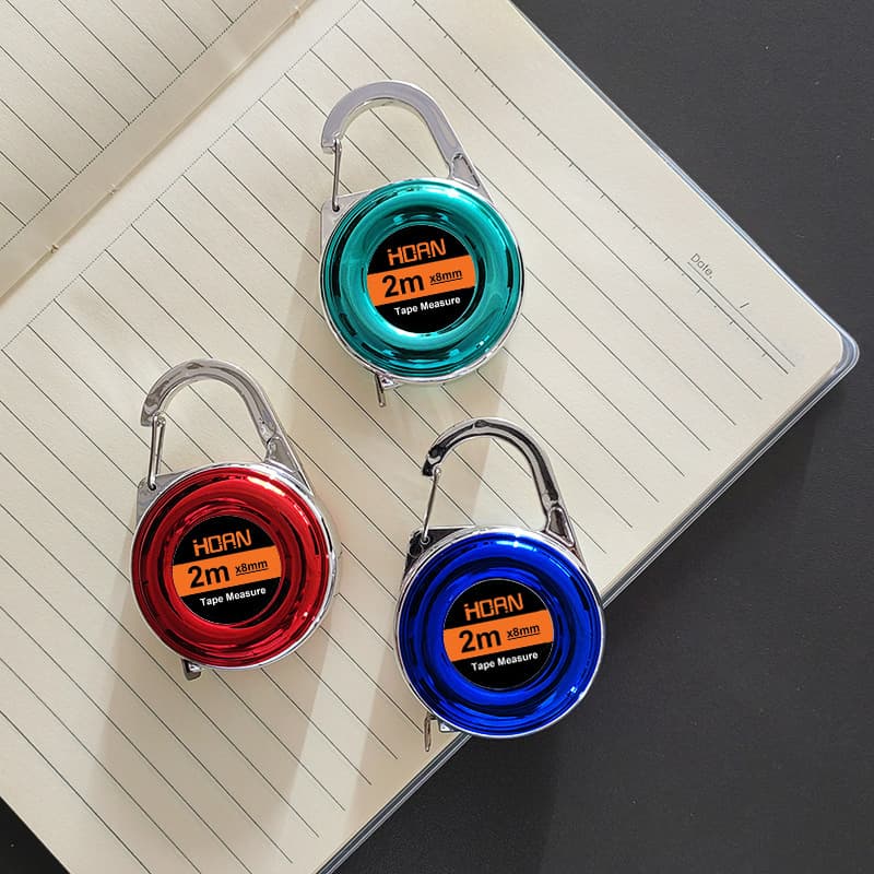 Mini Tape Measure 2M Hook Keychain Steel Tape Measure Anti-Cut Hardware Tool
