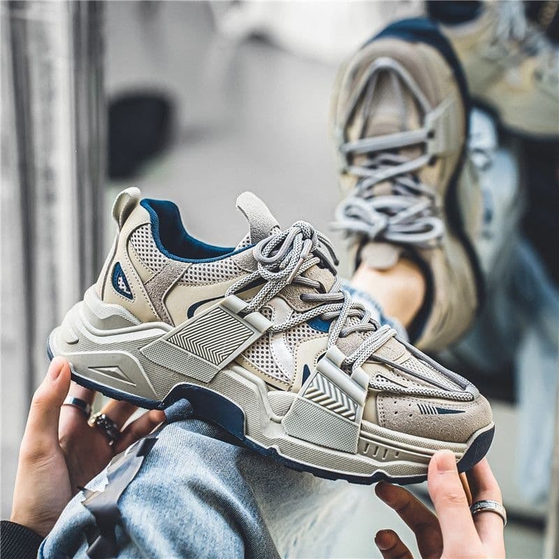 Men's Dad Shoes, Fashionable Casual Trendy Hot-Selling New Model, Popular on Social Media, High Aesthetic Value, Breathable, Unique, Versatile, Kf21 Gray