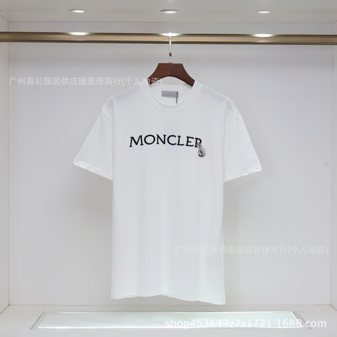 Cross-Border New Flocked Moncler Logo Velcro Short Sleeve T-Shirt for Men and Women Round Neck 2026