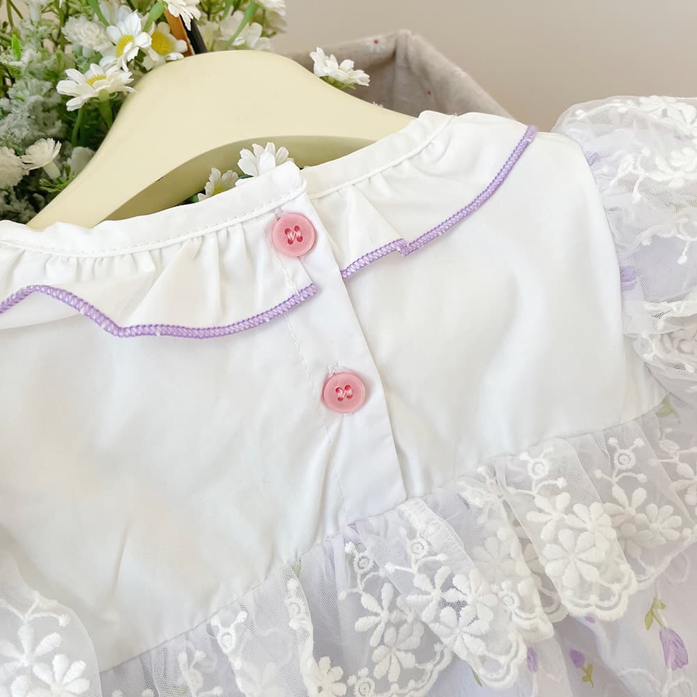 Baby Bodysuit Summer Purple Floral Lace Romper for Girls XP246660