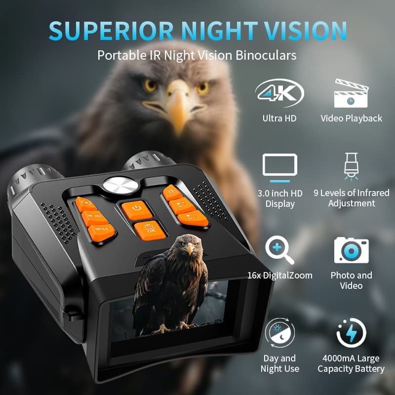 New cross-border product: 4K high-definition infrared camera and video recording binoculars for bird watching, cross-border digital telescopes, night vision device.