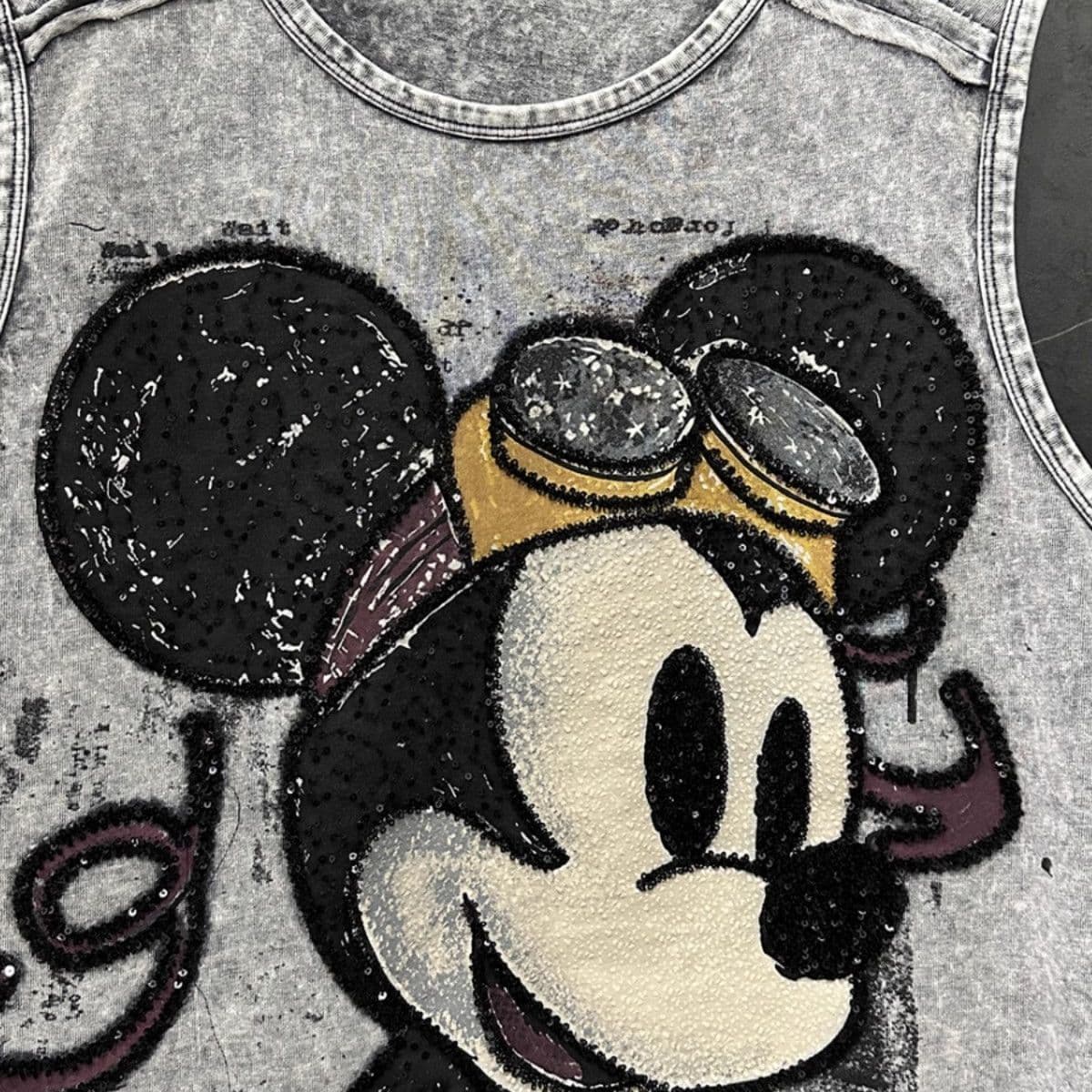 European Goods 1.0-150kg Plus Size Fat mm Heavy Industry Sequin Hole Cartoon Sleeveless T-Shirt Loose Versatile Vest Women's Top