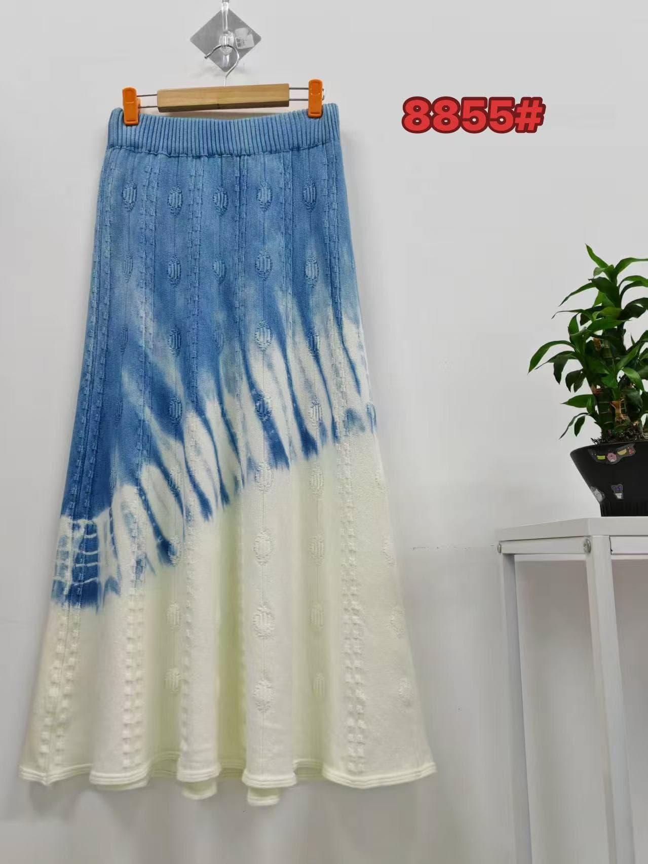 Original Yunnan Pure Plant Indigo Hand-Tie-Dyed Blue Artistic Skirt