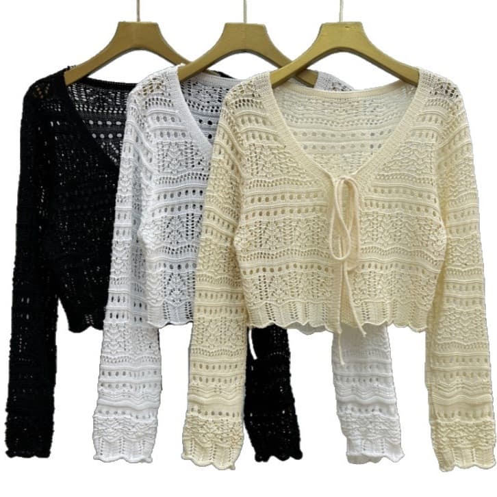 Hollow Ice Silk Knit Cardigan Women 2026 Summer New Camisole Cover-Up