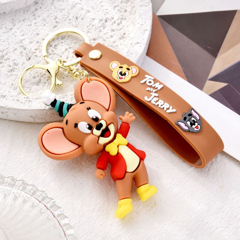 Cartoon Tom and Jerry Keychain, Creative Tom Jerry Plush Charm, Student Backpack Charm Gift Wholesale