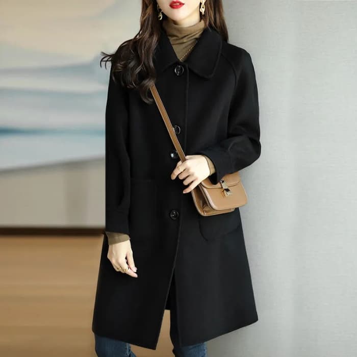 Wool Coat Women 2025 Fall Winter New Petite Plus Thick Korean Slim Fit Medium-Long Woolen Coat