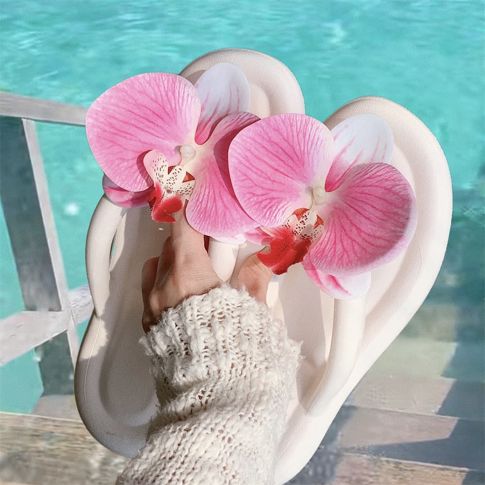 2025 Summer New Women's Orchid Beach Vacation Beach Shoes, Fashionable Fairy Style EVA Flip-Flops