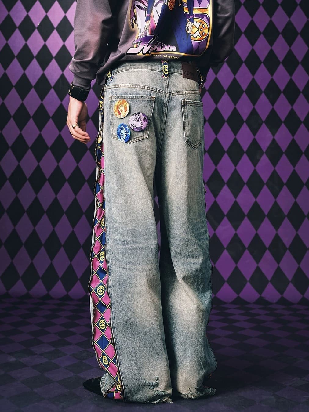 American High Street Graffiti Washed Vintage Ripped Jeans for Men and Women, Retro Loose Fit Versatile Straight Wide-Leg Pants