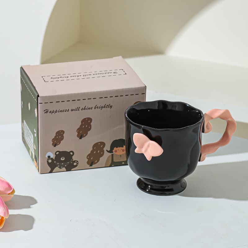 Personalized Design Three-dimensional Butterfly Cup Retro Middle Ancient Women's Coffee Cup Mug Wedding Company Gift Accompanying Gift