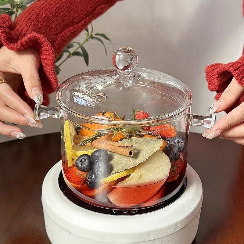 Transparent Hot Wine Cooking Pot, High-Temperature Resistant Stew Pot, Fruit Flower Tea Pot, Open Flame Electric Ceramic Stove Glass Cooking Pot