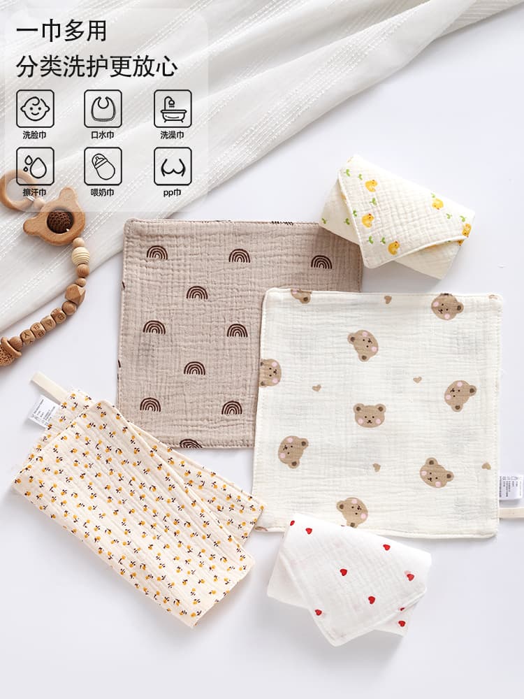 Drool Bib Baby Gauze Towel Face Wash Pure Cotton Handkerchief Newborn Soft Baby A-Grade Small Square Towel
