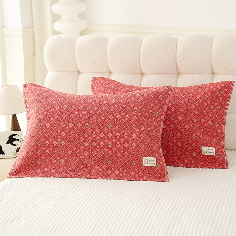 Soft and comfortable all-cotton gauze high-density pillowcase, jacquard cover-up, lint-free, extra-large size pillowcase for student dormitories and couples.