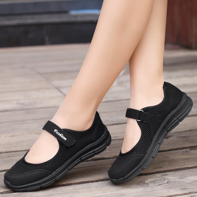(New) Autumn New Trendy Fashion Casual Shoes for Mothers, Plus Size, Breathable, Lightweight, Solid Color Mesh Shoes for Women