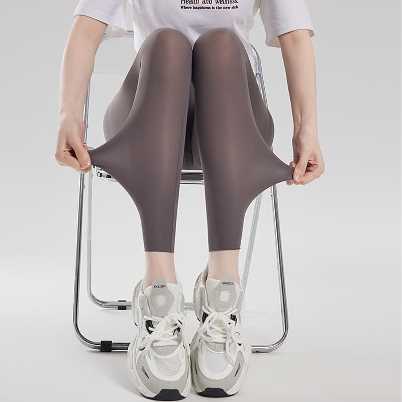 Ultra-thin Leggings Women's Summer Outer Wear High Waist plus size Tight Ice Silk Mask Sunscreen Yoga Pants Ice Skin Shark Pants