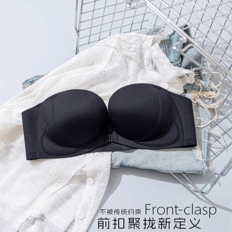 Original Seamless Bra for Women, Small Bust Push-Up Front Closure Cross-Back Halter Neck Thin Straps Invisible Anti-Sagging Bra