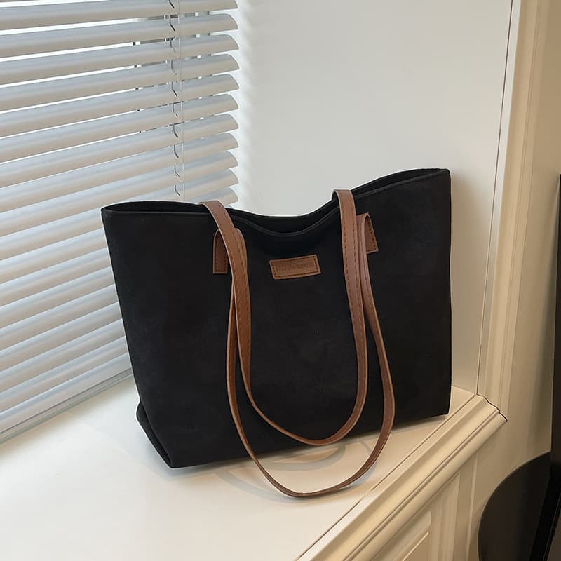 Vintage Solid Color Tote Bag for Women, 2025 New Fashion Shoulder Bag