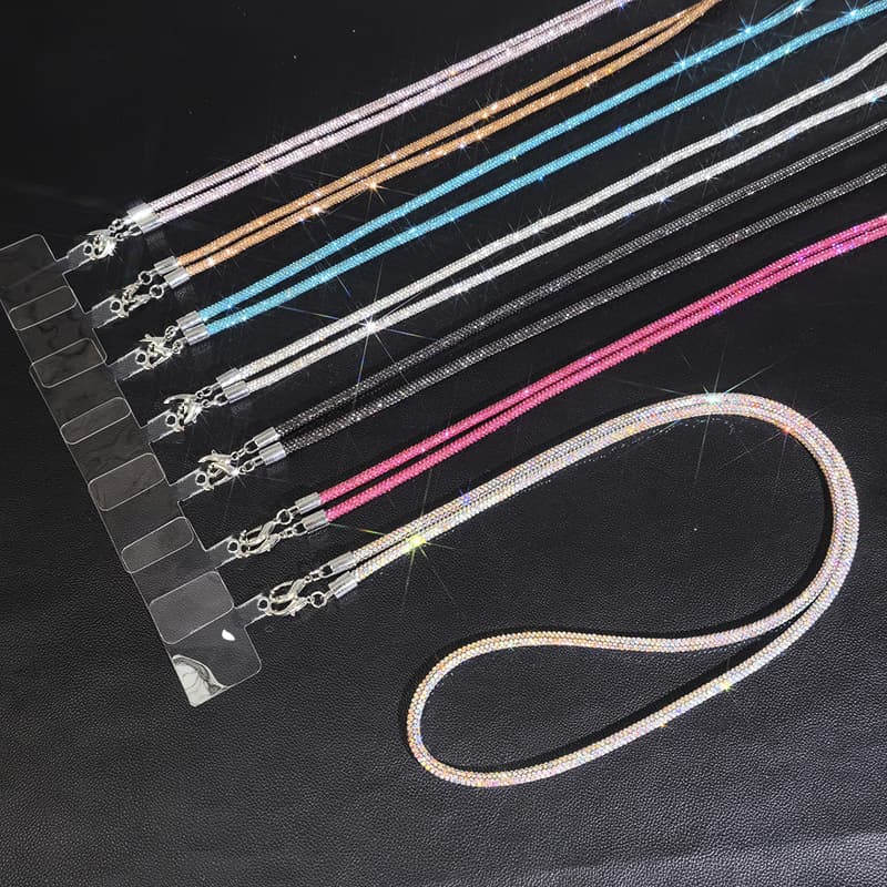 Cross-Border New Style High-End Rhinestone Crossbody Chain, Fashionable and Versatile Pendant Chain, Mobile Phone Lanyard, Anti-Drop Neck Strap