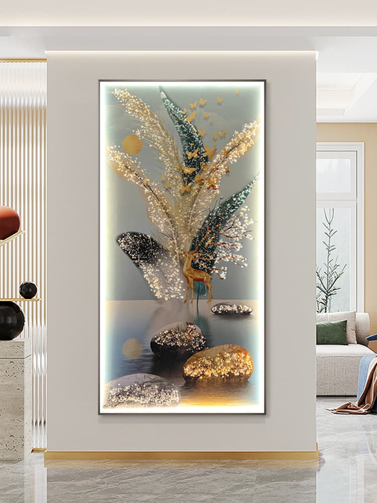 Modern Light Luxury Entrance Hallway LED Lighted Wall Art Living Room