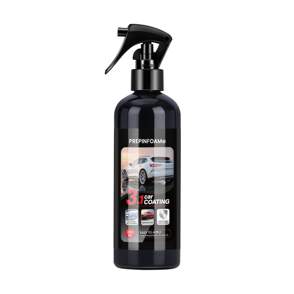 PREPINFOAM-P19 3-in-1 Automotive Coating Agent, available exclusively across borders, hydrophobic, anti-fouling, rainproof, and protects car paint.