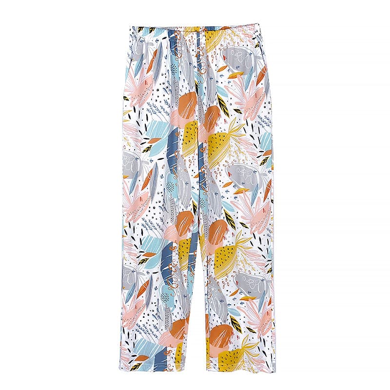 Pure Cotton Women's Pajama Pants for Spring and Summer, Loose Fit, Large Size, Knitted Cotton, Mom's Home Pants, Mosquito-Proof, Elastic Waist, Breathable
