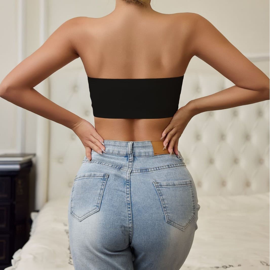 Amazon's new European and American style sexy front-closure bra, strapless, non-slip, sexy push-up bustier women's bra