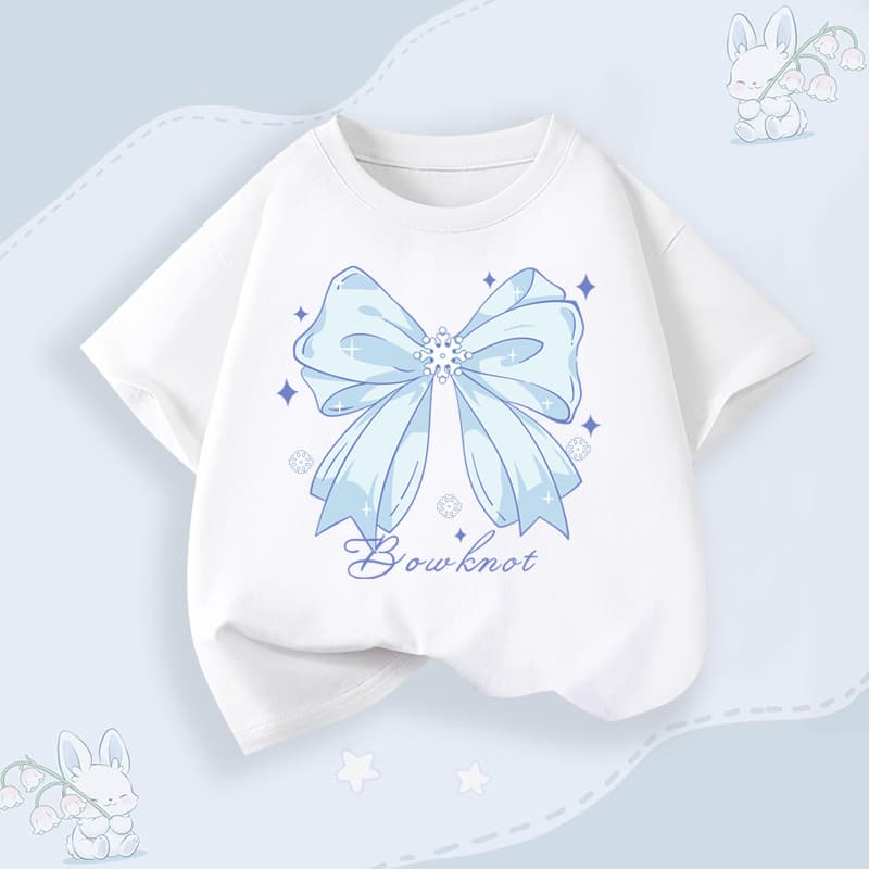 Girls Cotton Short Sleeve T-Shirt Fashion Printed Pattern Summer Casual Top