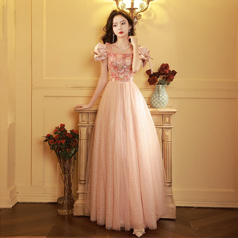 Pink Evening Dress 2026 Summer New Annual Meeting Vocal Art Exam Host French Adult Fairy Dress