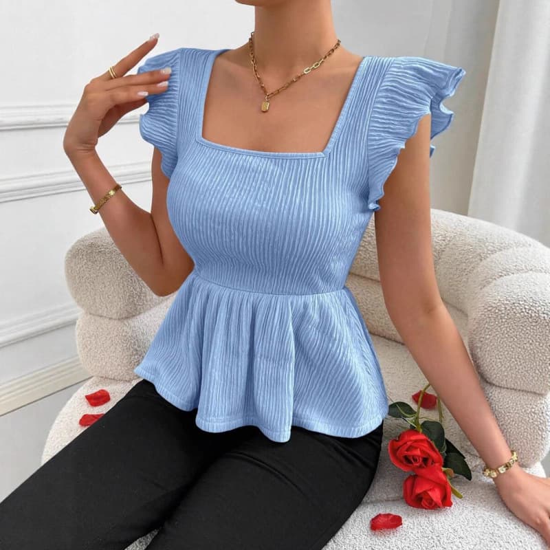 2025 Amazon Summer Independent Site European and American Cross-border Trade Women's Clothing TEMU Comfortable Square Neck Vest with Ruffles