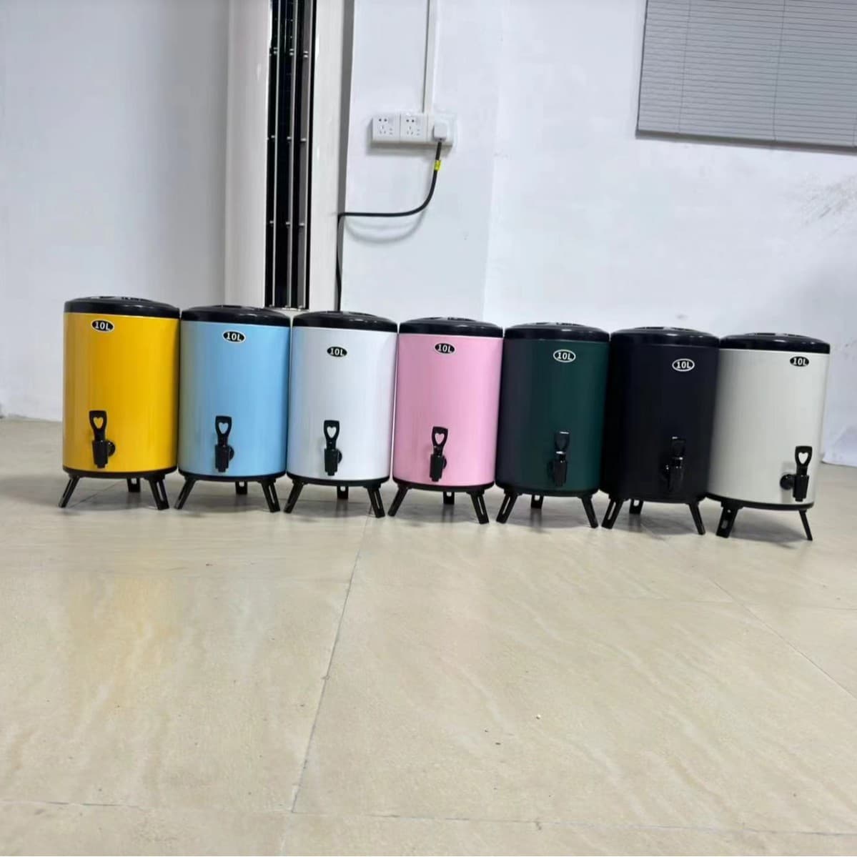 Factory 201 Stainless Steel Milk Tea Insulation Bucket, Large Capacity for Street Stalls, Breakfast Shop Stainless Steel Milk Tea Bucket Wholesale