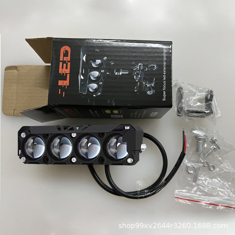 New Cross-Border Motorcycle Spotlight, Electric Vehicle Led High-Intensity Road Lighting Headlight, Dual-Color Yellow and White High and Low Beam Headlight