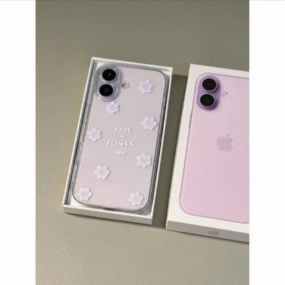 Straight-Edged Transparent Case with Delicate Little Flowers Suitable for Apple 17 Pro Max, 16 Transparent, 15 Simple, 14/13 Pro