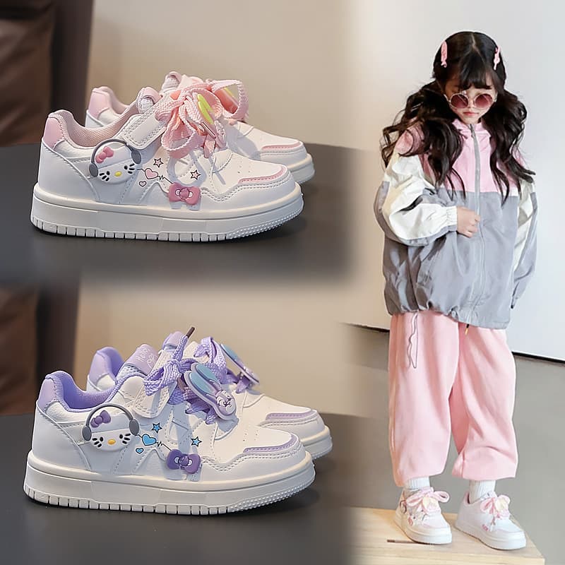Girls' Shoes 2026 Spring & Fall New Style Soft-Soled Lightweight Breathable Sports Shoes Girls' Princess Sneakers Kidsren's White Shoes