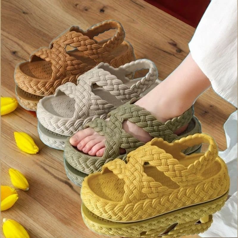 2024 New Maillard Color One-Piece Ultra-Lightweight and Soft 6cm Platform Sandals with Eva Non-Slip Design