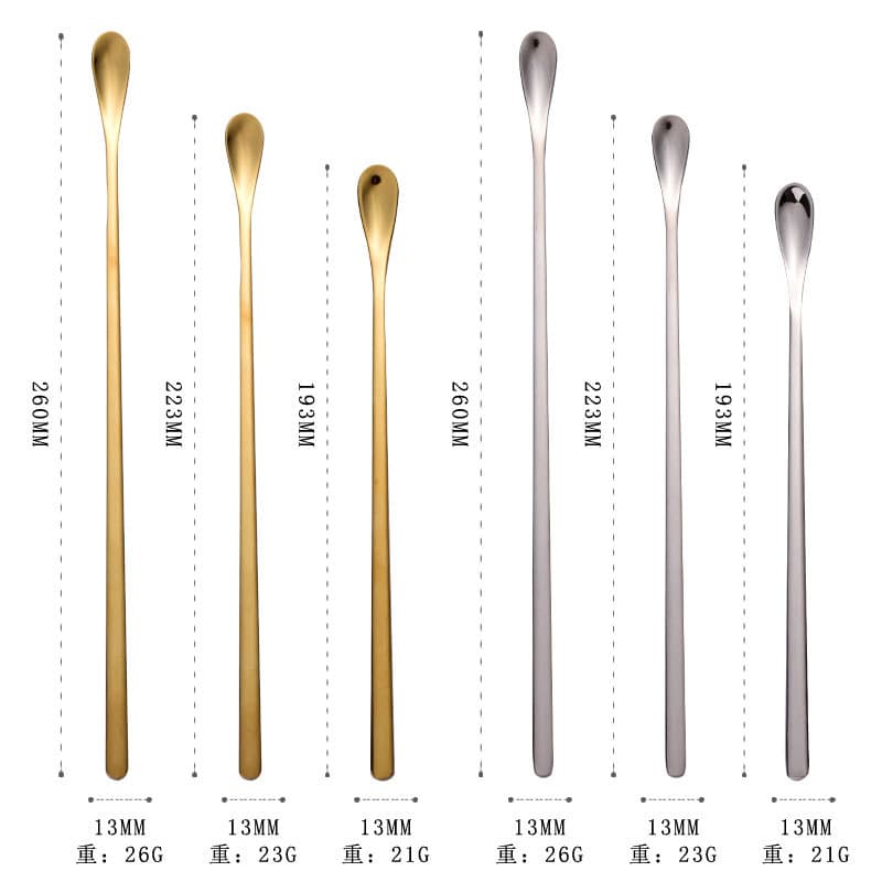 Long Handle Bar Spoon, Gold Spoon, Japanese Seasoning Spoon, Honey Coffee Stirring Spoon, Cocktail Seasoning 304 Stainless Steel Ice Spoon